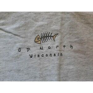Vintage 1990s Up North Wisconsin Fish Bone Short Sleeve shirt Youth Large 14-16